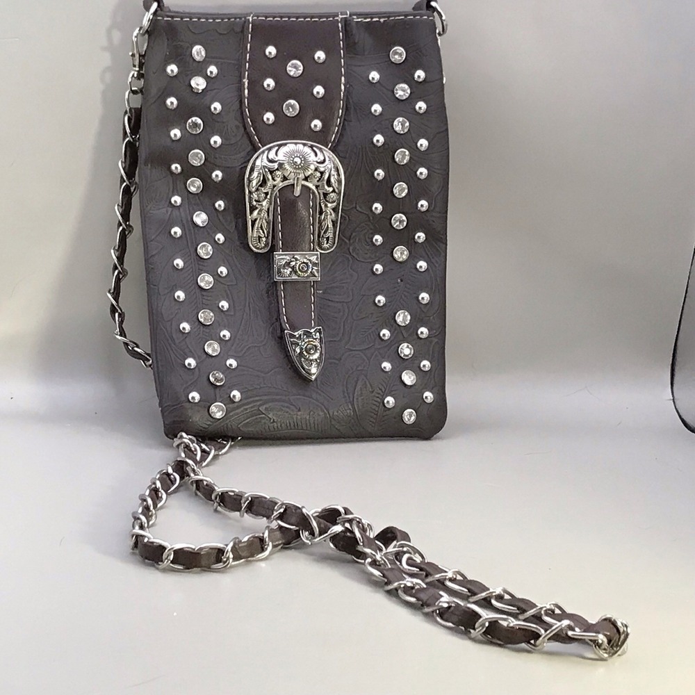 American Bling Crossbody‎ Purse Western Style Studs Leather? Y2K Vibe